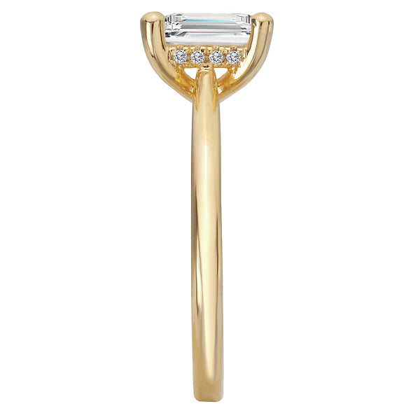 Emerald Hidden Halo Semi-Mount Diamond Engagement Ring