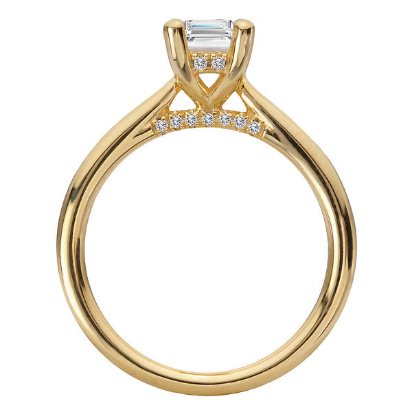 Emerald Hidden Halo Semi-Mount Diamond Engagement Ring