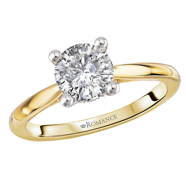 Round Hidden Halo Semi-Mount Diamond Engagement Ring
