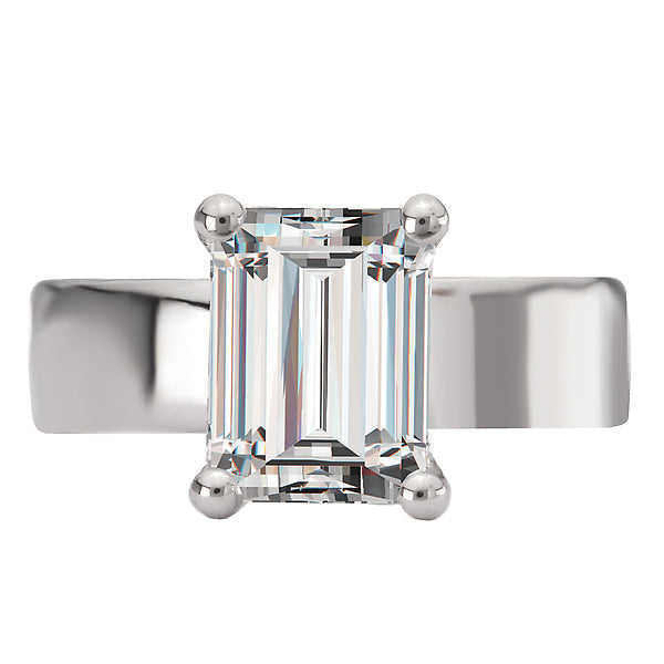 Emerald Bold Band Semi-Mount Diamond Engagement Ring