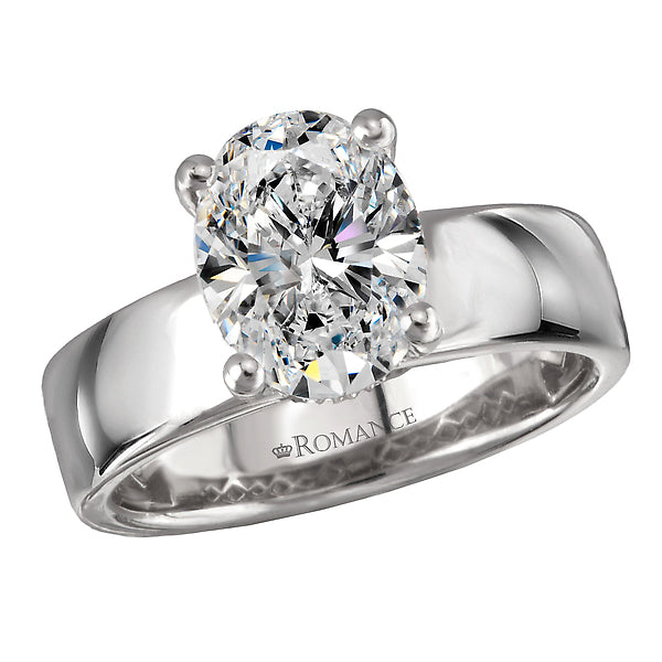 Round Bold Band Semi-Mount Diamond Engagement Ring