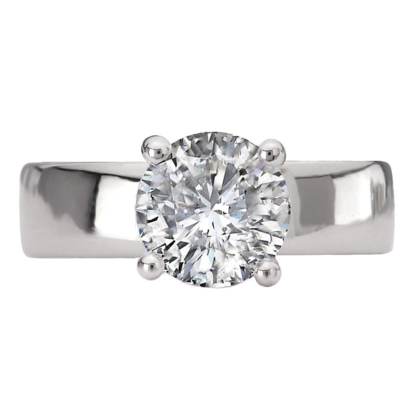 Round Bold Band Semi-Mount Diamond Engagement Ring