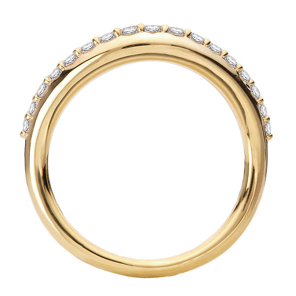 Round Curved Front Diamond Wedding Band