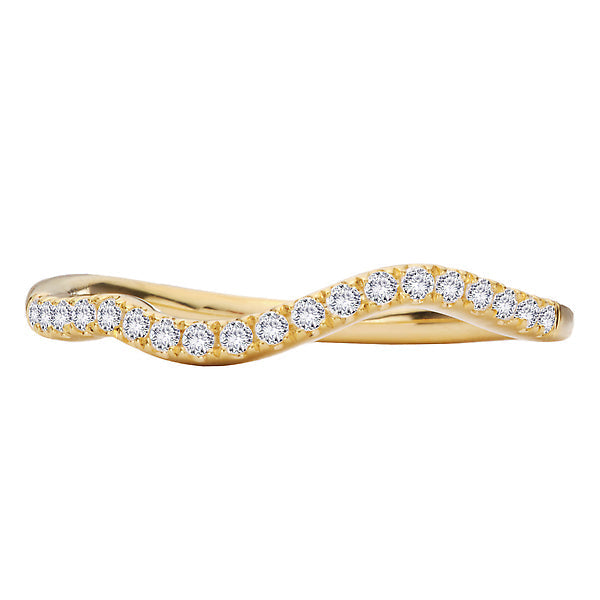 Round Curved Diamond Wedding Band