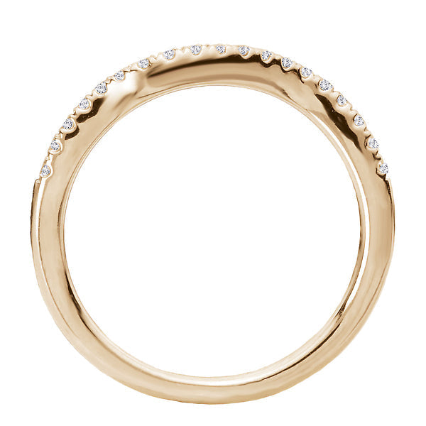 Round Curved Diamond Wedding Band