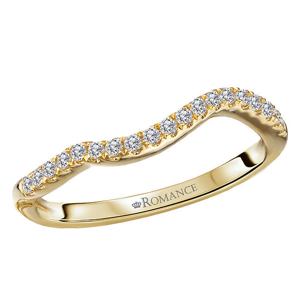 Round Curved Diamond Wedding Band