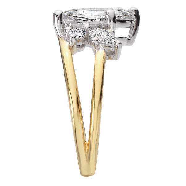 Marquise Half Split-Shank Semi-Mount Diamond Engagement Ring