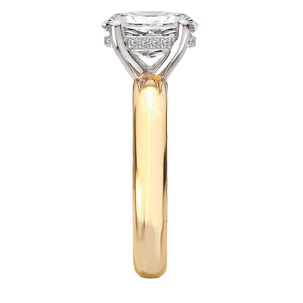 Oval Hidden Halo Semi-Mount Diamond Engagement Ring