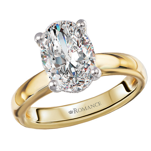 Oval Hidden Halo Semi-Mount Diamond Engagement Ring