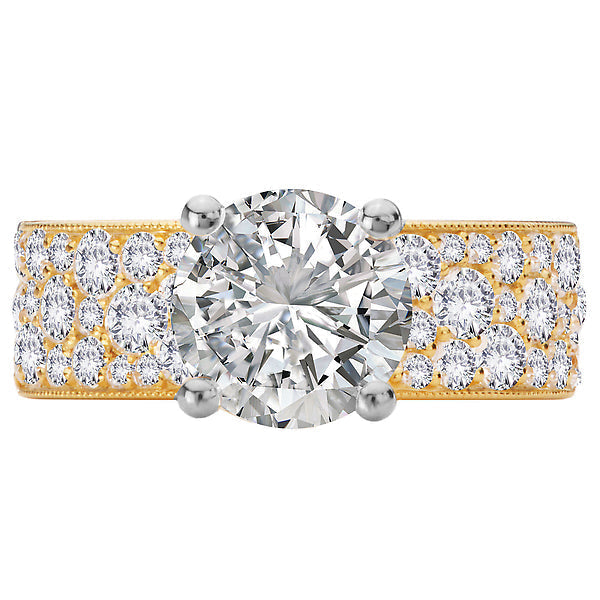 Round Broad Band Shank Semi-Mount Diamond Engagement Ring