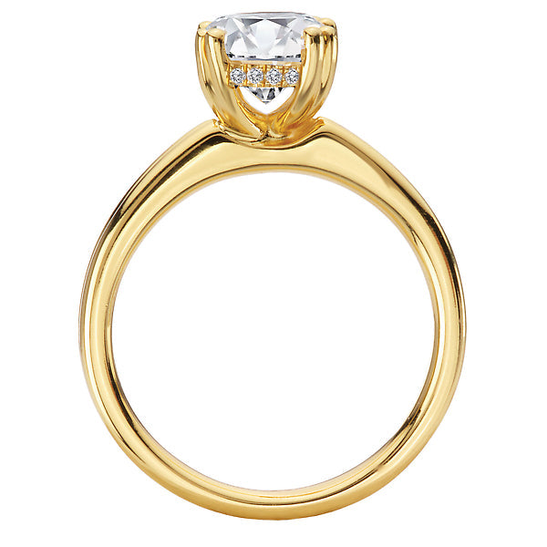 Oval Double Ring Band and Double Prong Diamond Engagement Rin