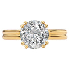 Round Double Ring Band and Double Prong Diamond Engagement Rin
