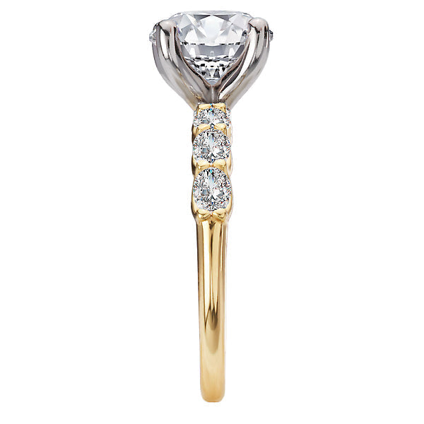Round 4 Prong Peg Head Semi-Mount Diamond Engagment Ring