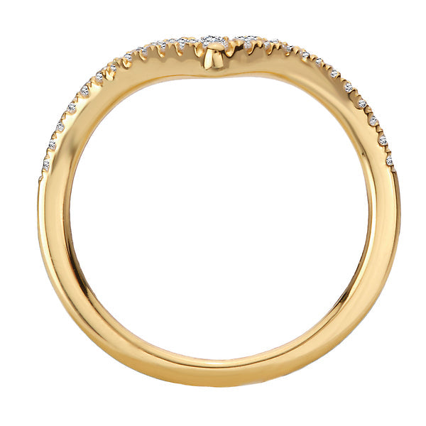 Round Curved Diamond Wedding Band