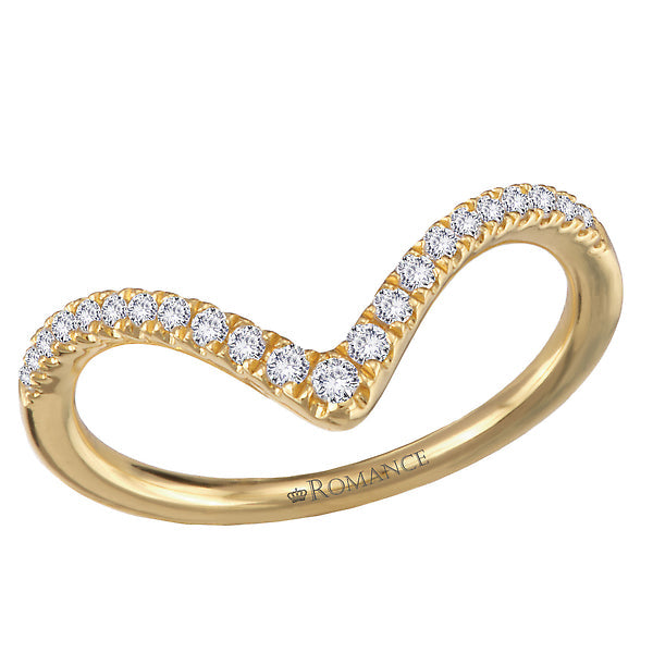 Round Curved Diamond Wedding Band