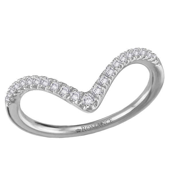 Round Curved Diamond Wedding Band