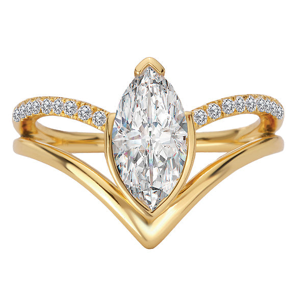 Marquise Split Shank Semi-Mount Diamond Engagement Ring