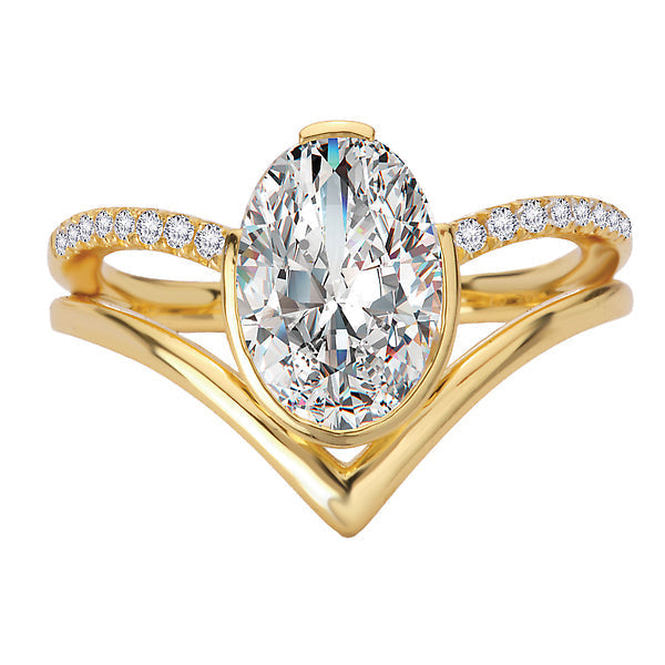 Oval Split Shank Semi-Mount Diamond Engagement Ring