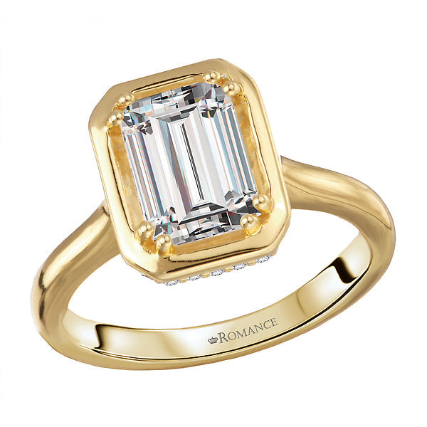 Emerald Hidden Halo Semi-Mount Engagement Ring