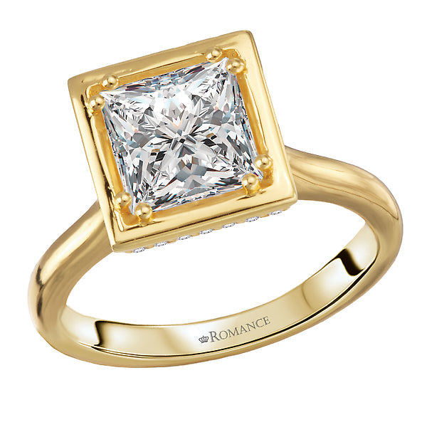 Princess Hidden Halo Semi-Mount Engagement Ring