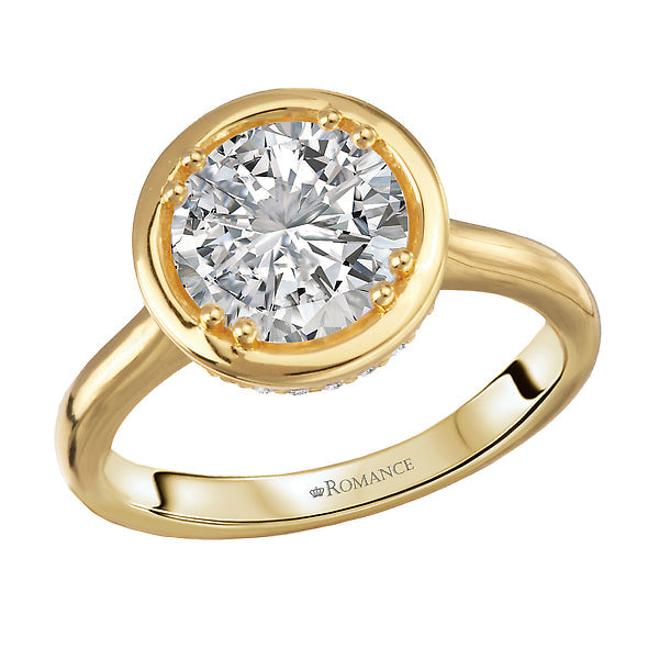 Round Hidden Halo Semi-Mount Engagement Ring