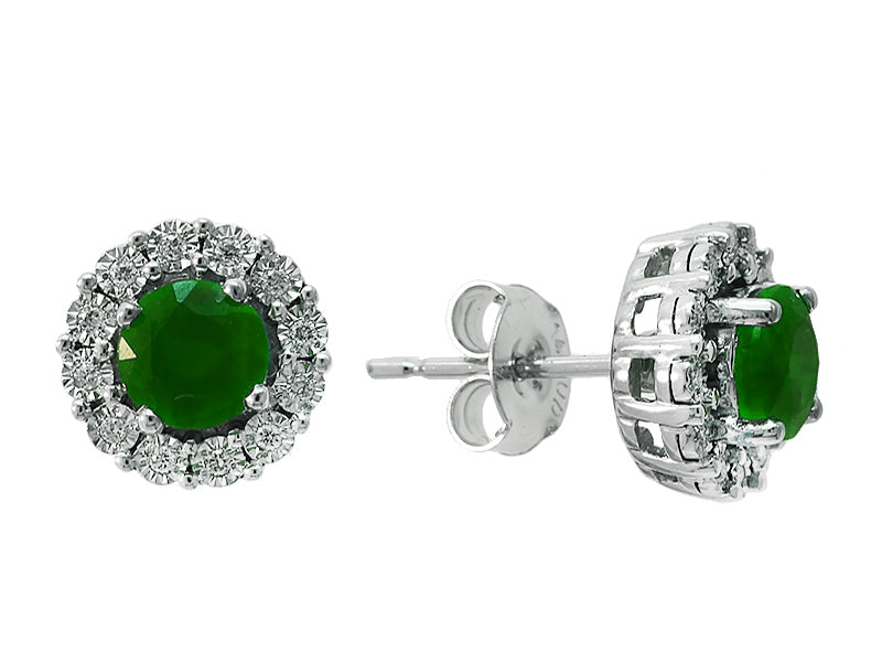 Emerald Diamond Post Earrings kahnfinejewelry