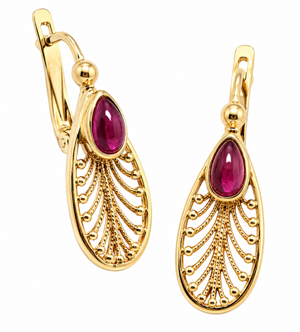 Cabochon Magenta Earrings