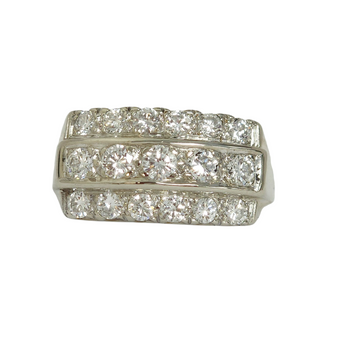 White Gold 3-row Band Showcasing Round Diamonds