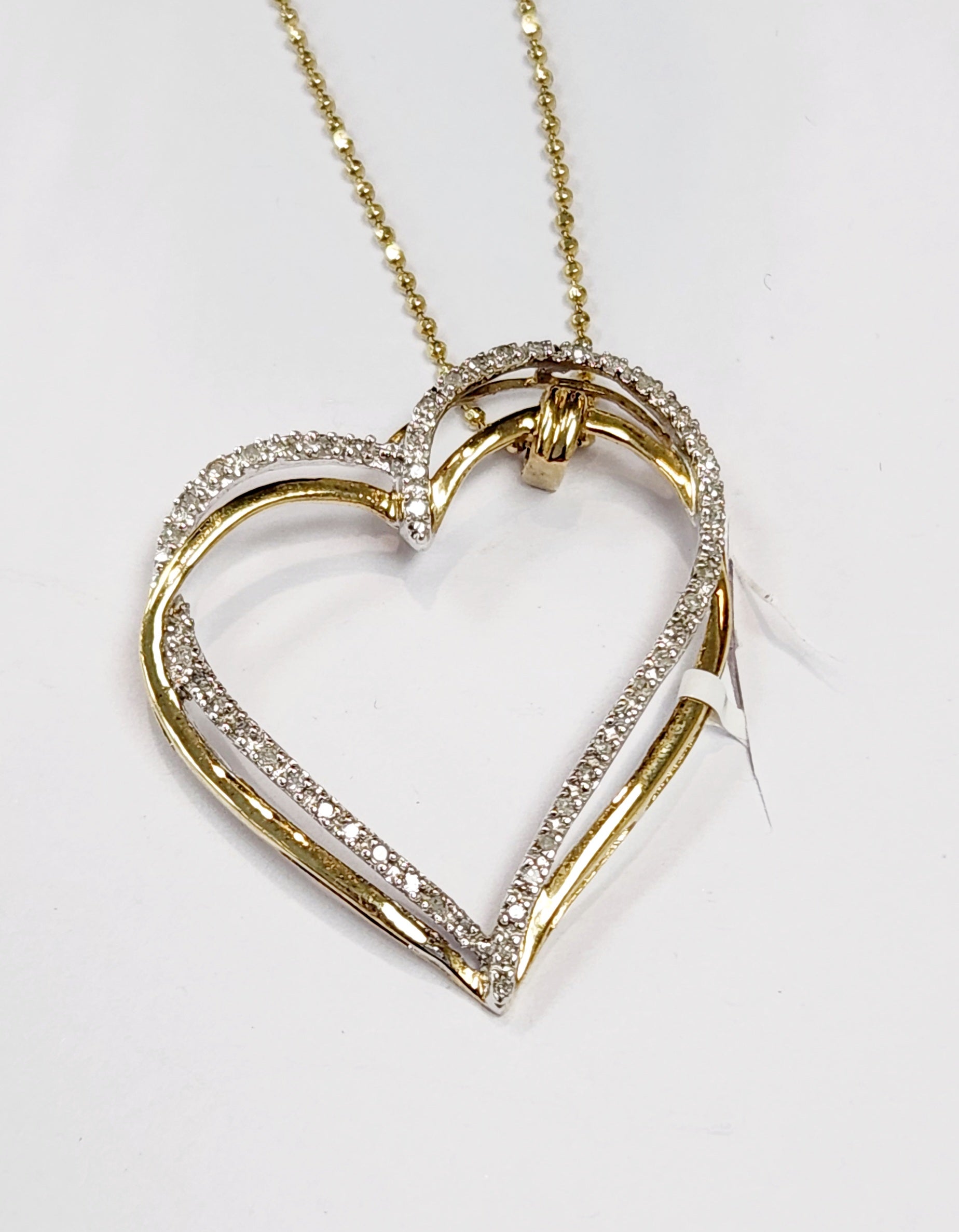 double heart diamond pendant