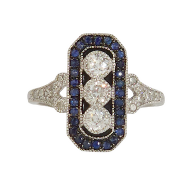 The Finest Diamond and Sapphire Ring Inspired by the Art Deco Era