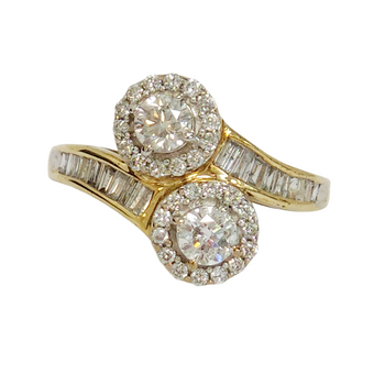 Diamond Double Cluster Bypass Ring