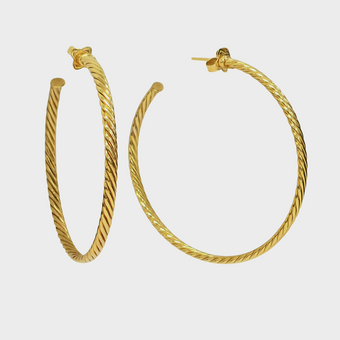 Classic Gold Cable Hoop Earrings