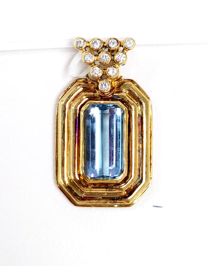 18K 2.40 CT Aquamarine & Diamond Pendant