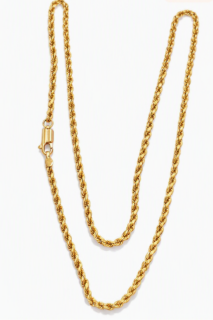 18 inch Diamond Cut Semi Solid Rope Chain
