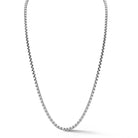 Sterling Silver Origin 3.7mm Classic Box Chain Necklace. Necklace length is 18"+2".