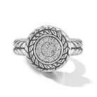 Sterling Silver & Diamond Basketweave Ring featuring brilliant round Diamonds encircled by outside rim of Basketweave element and Basketweave shank.Stone Information:Diamond > Shape: Round | Cut: Bril