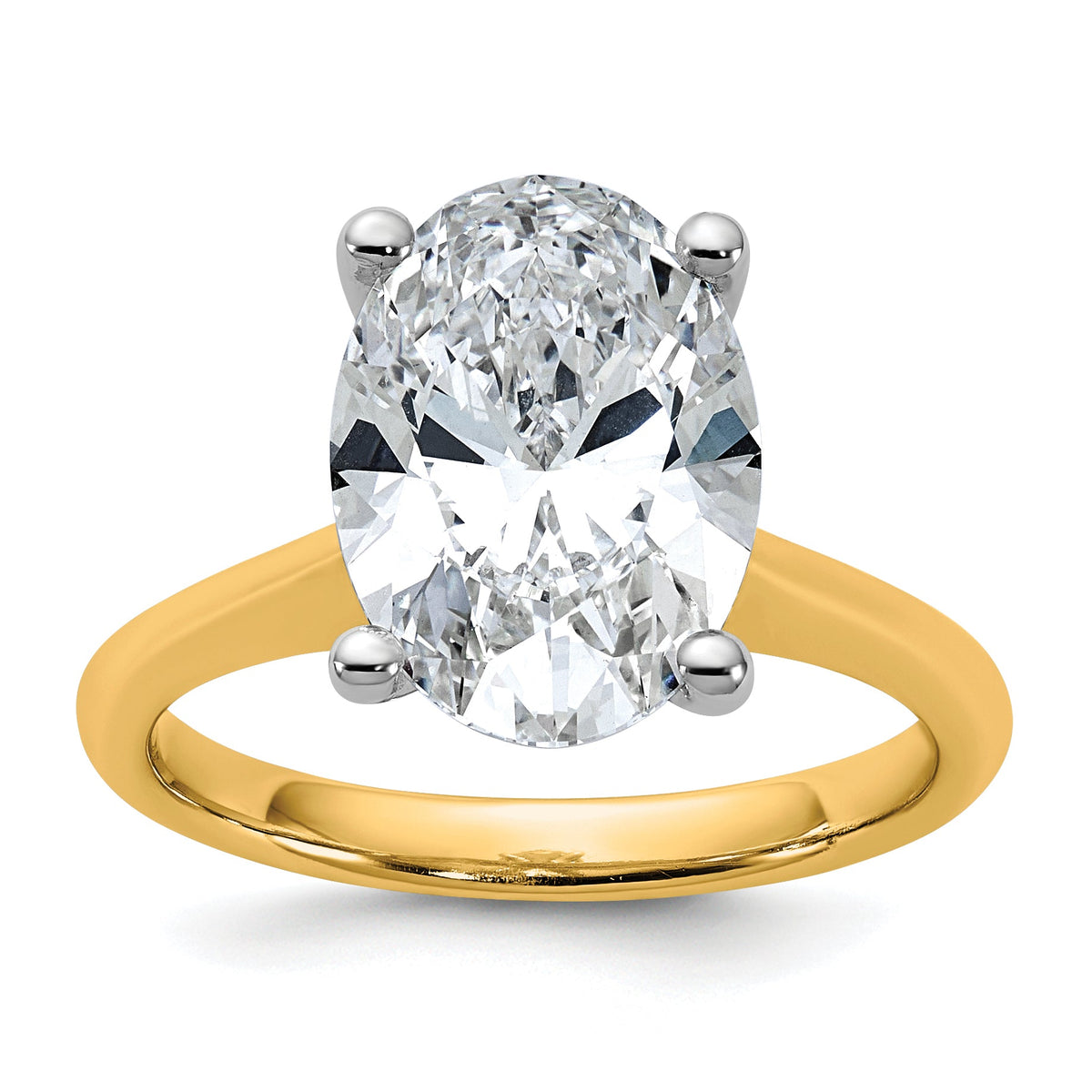 14k Two-Tone 4ct Cert Lab Grown VS+ F+ Oval 8X Diamond Ring ...