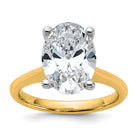 14k Two-Tone 4ct Cert Lab Grown VS+ F+ Oval 8X Diamond Ring