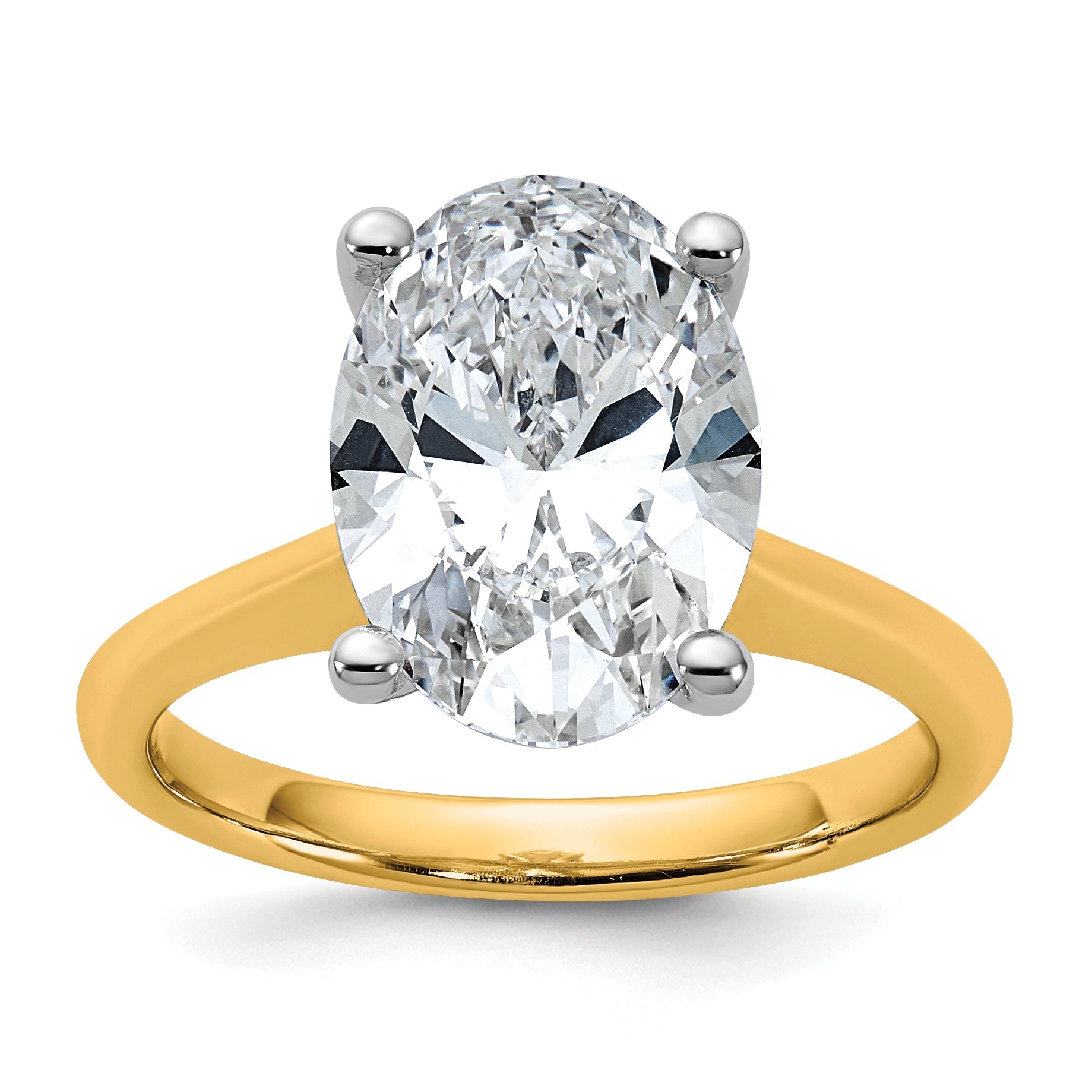 14k Two-Tone 4ct Cert Lab Grown VS+ F+ Oval 8X Diamond Ring