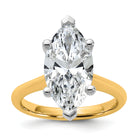 14k Two-Tone 4ct Cert Lab Grown VS+ F+ Marquise 8X Diamond Ring