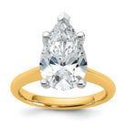 14k Two-Tone 4ct Cert Lab Grown VS+ F+ Pear 8X Diamond Ring