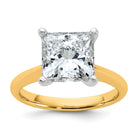 14k Two-Tone 4ct Cert Lab Grown VS+ F+ Princess 8X Diamond Ring