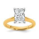 14k Two-Tone 2ct Cert Lab Grown VS+ F+ Radiant 8X Diamond Ring