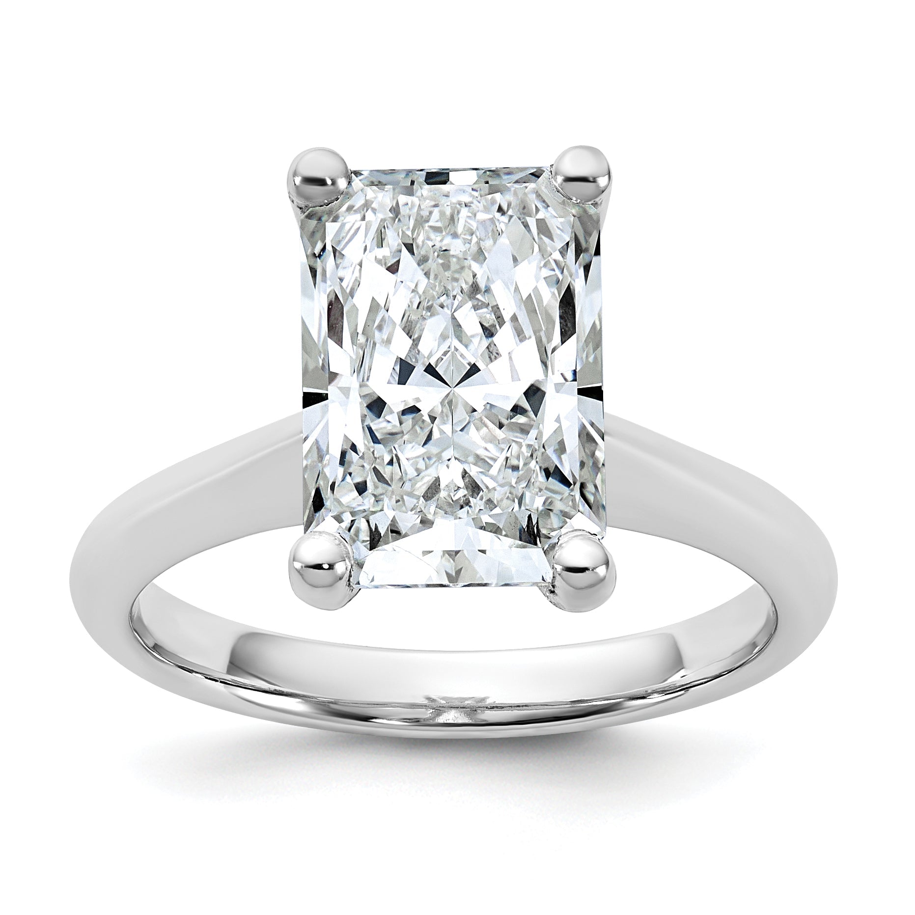 14kw 4ct Cert Lab Grown VS+ F+ Radiant 8X Diamond Ring