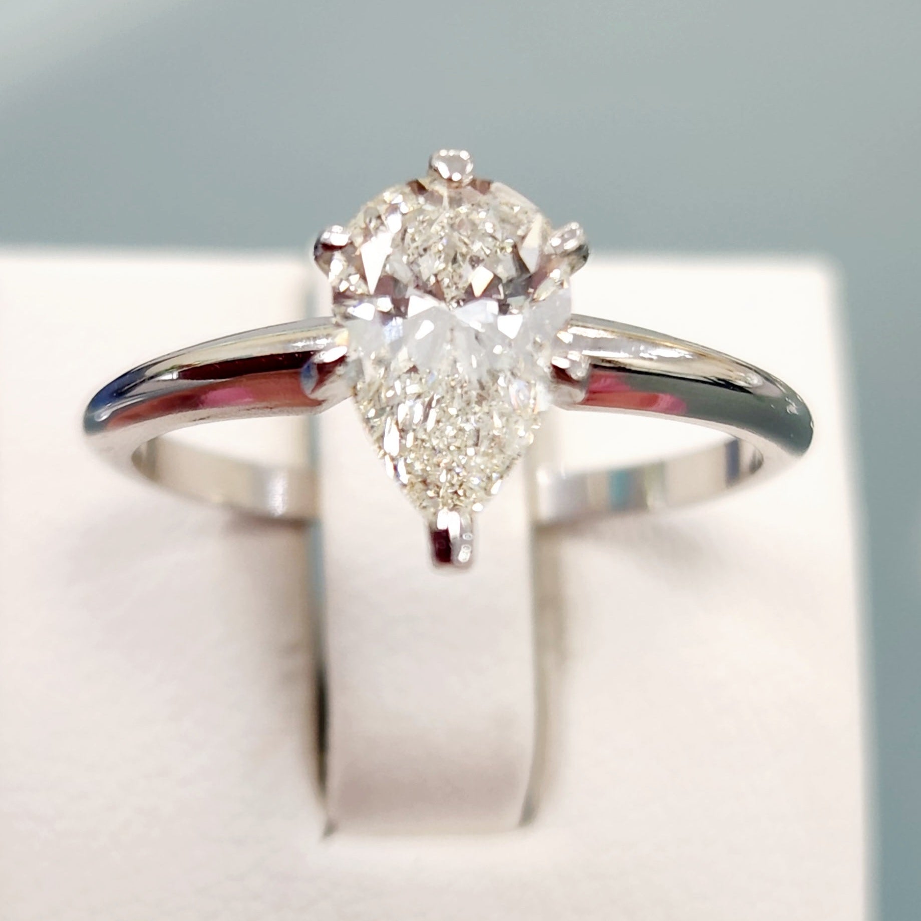 pear shaped diamond solitaire engagement ring