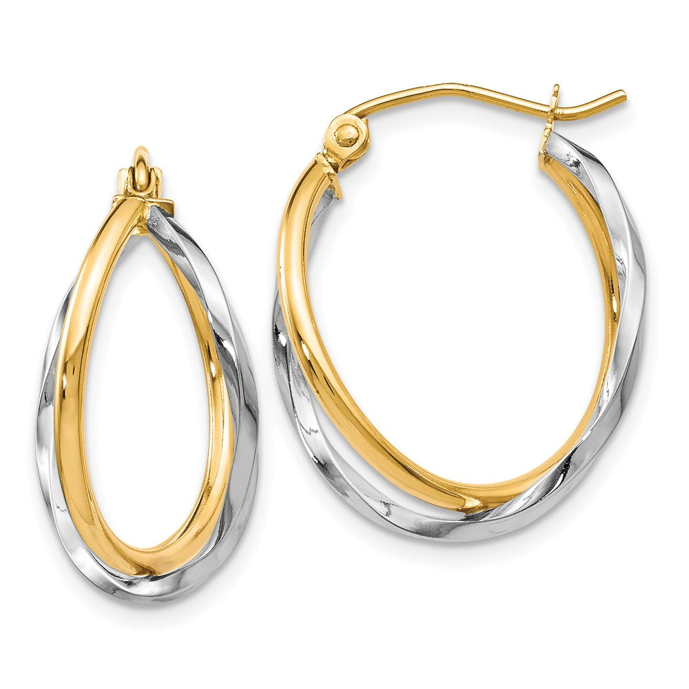 10k two-tone hinged hoop earrings