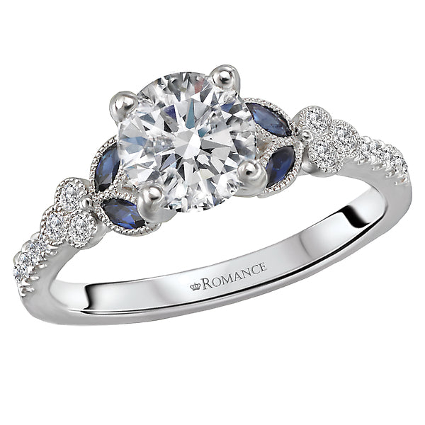 sapphire and diamond semi-mount ring