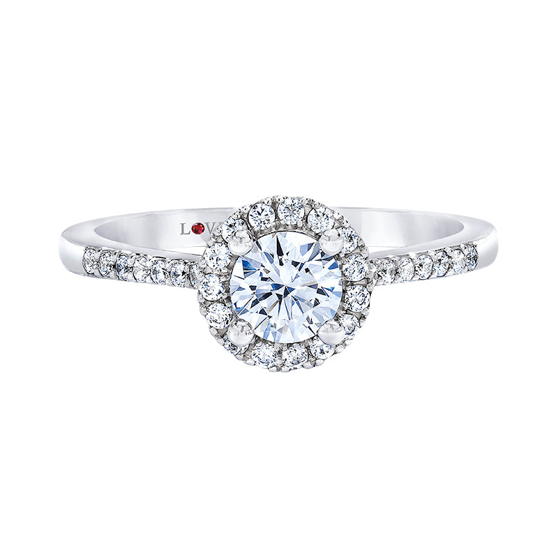 halo engagement ring by love story