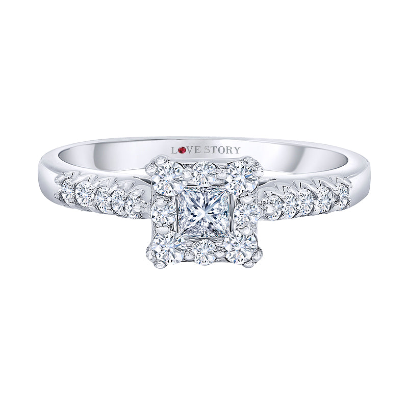 halo engagement ring by love story