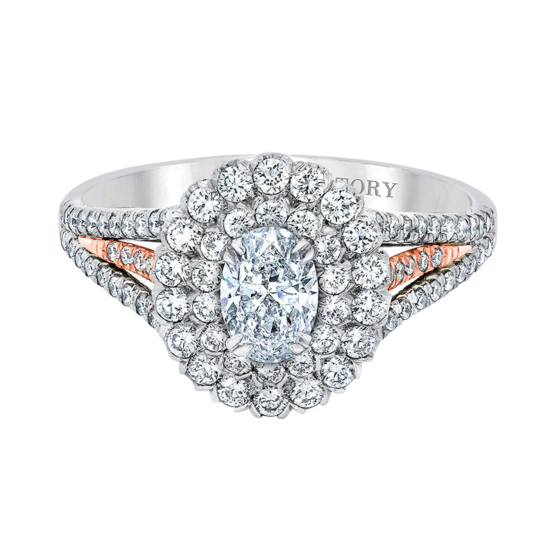two toned double-halo engagement ring by love story